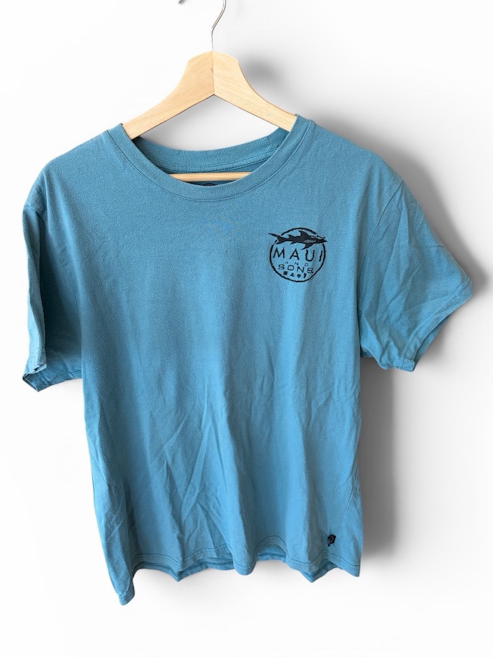 Maui and Sons Adults T-Shirt Blue Crewneck Logo  Sz L